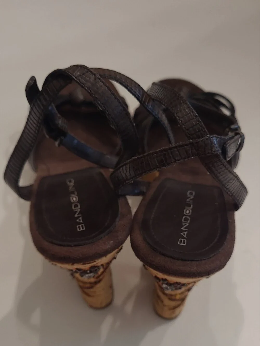Bandolino Beaded Flower Accent Cork Wedge Sandals Bohemian Ankle Strap Heel Y2K